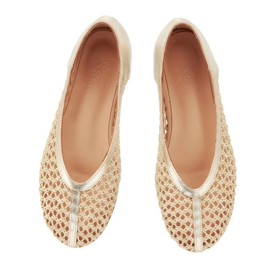 Aeropi Ballet Flat Raffia Nat/Platinum top
