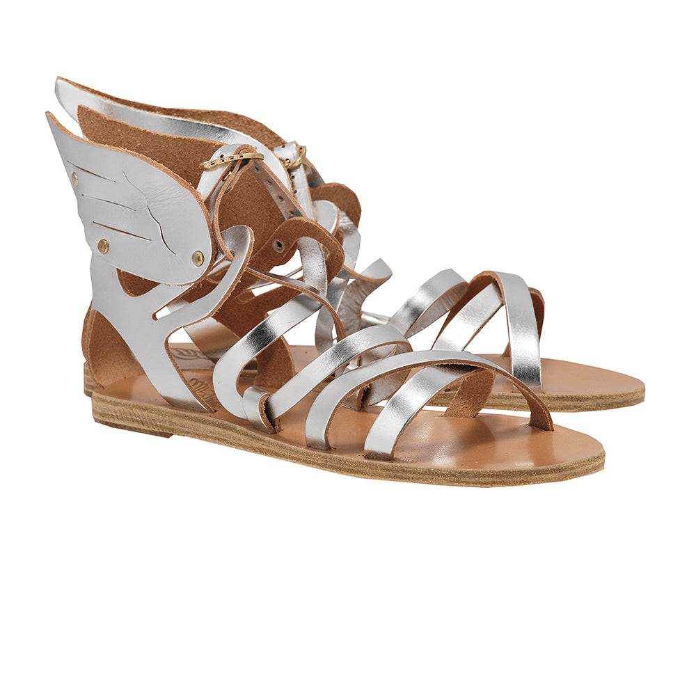 Nephele Leather Silver – Ancient Greek Sandals