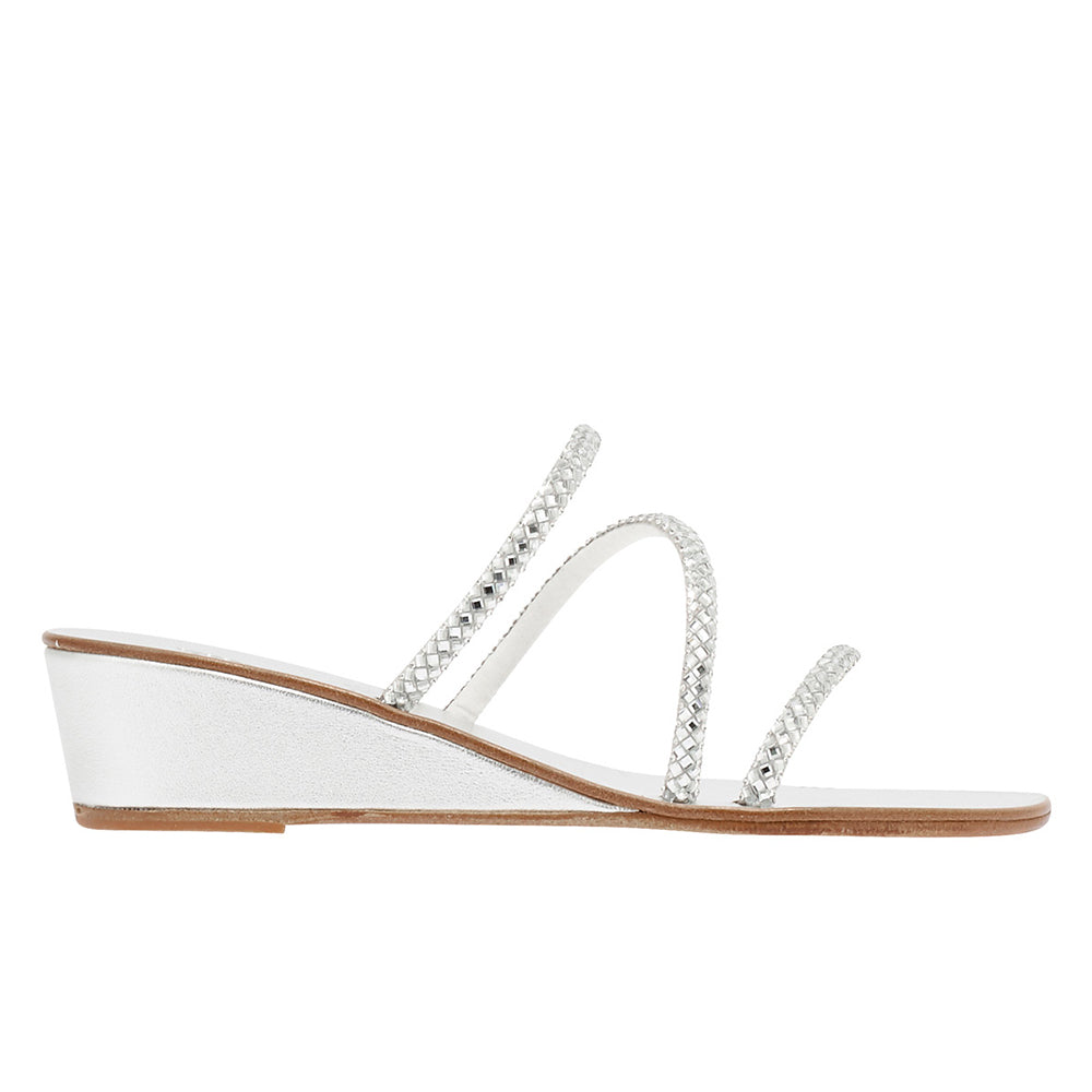 ancient greek sandals Polytimi low wedge Silver