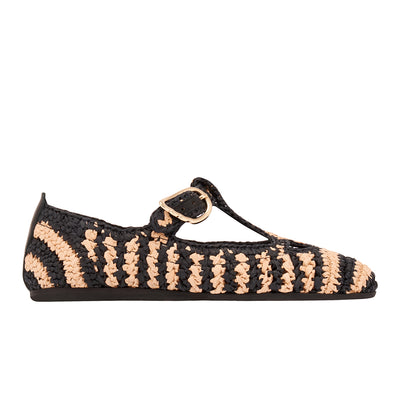 Women Shoe Raffia Black/Natural