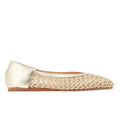 Aeropi Ballet Flat Raffia Nat/Platinum side