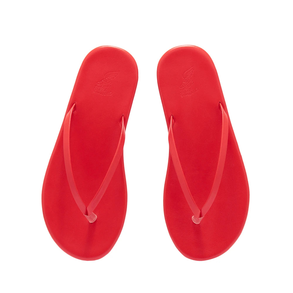 Saionara Leather Flip Flop Red top