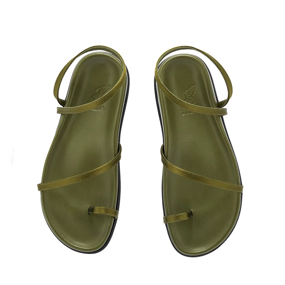 Eleftheria Footbed Satin Khaki sandals top