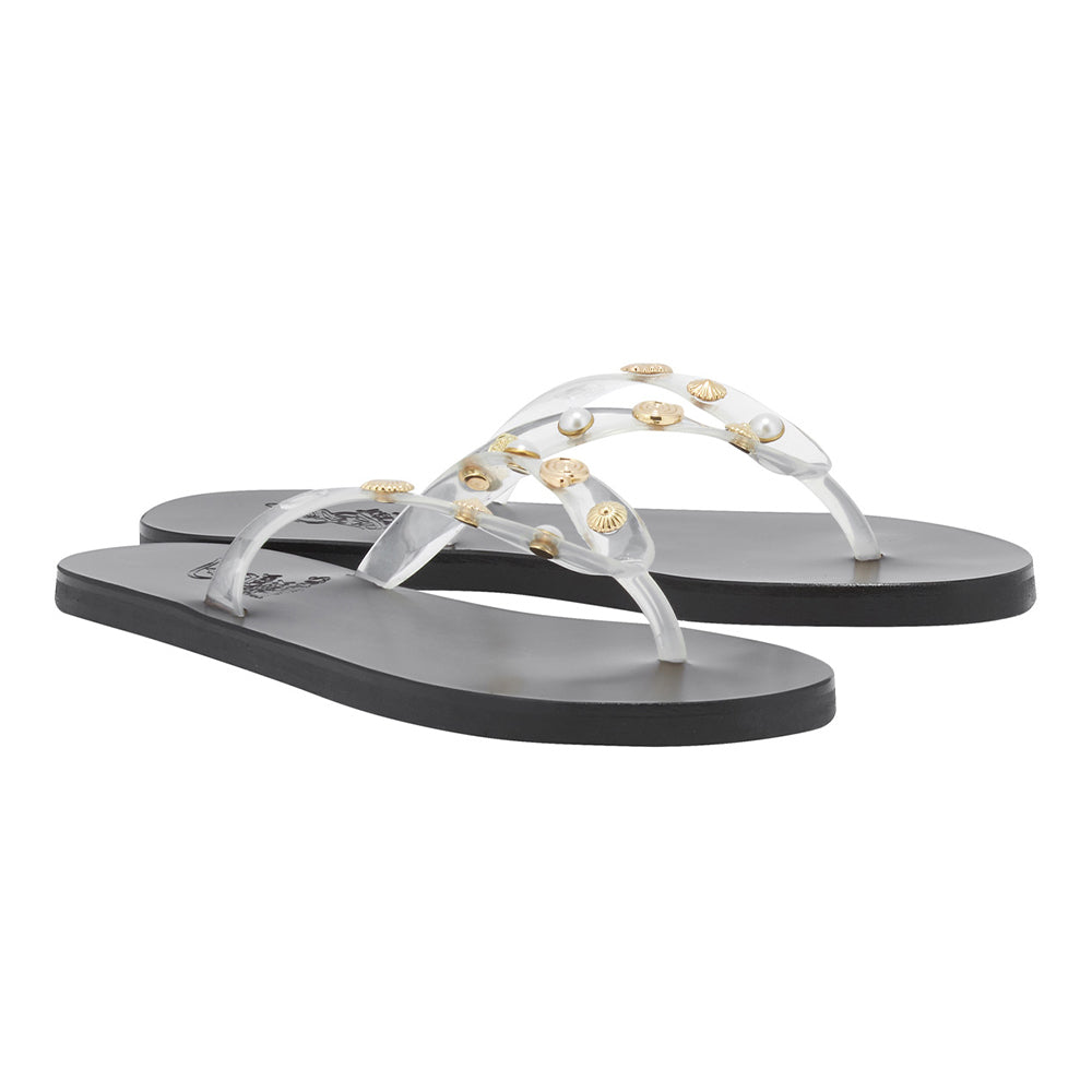 ANCIENT GREEK SANDALSサンダルSAIONARA JELLY Saionara Jelly Shells Vinyl/Leather Clear – Ancient Greek Sandals