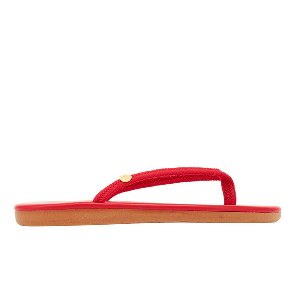 サンダル・ミュール ANCIENT GREEK SANDALS Red fabric Saionara thong slippers Saionara – Ancient Greek Sandals