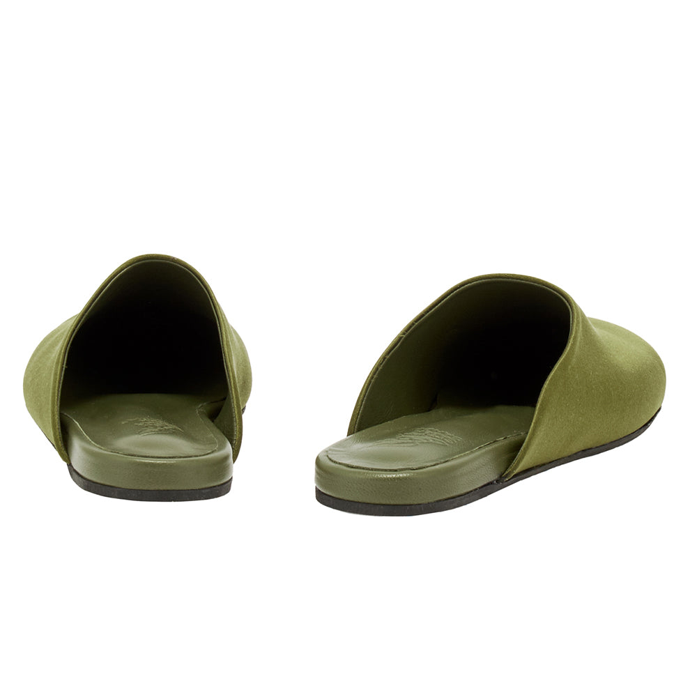 The Slipper Satin Khaki – Ancient Greek Sandals