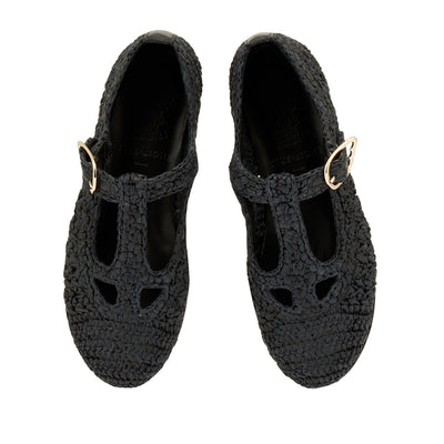 Women Shoe Raffia Black