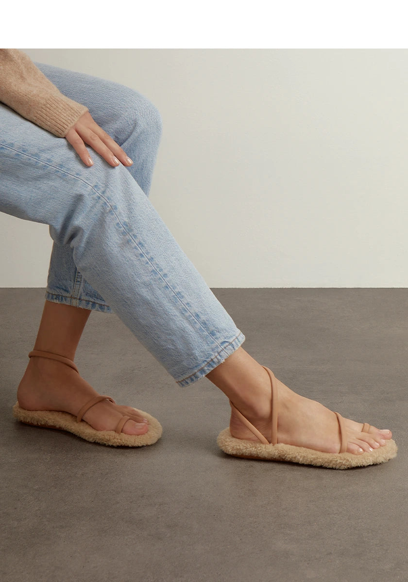 Eleftheria Shearling Natural sandals