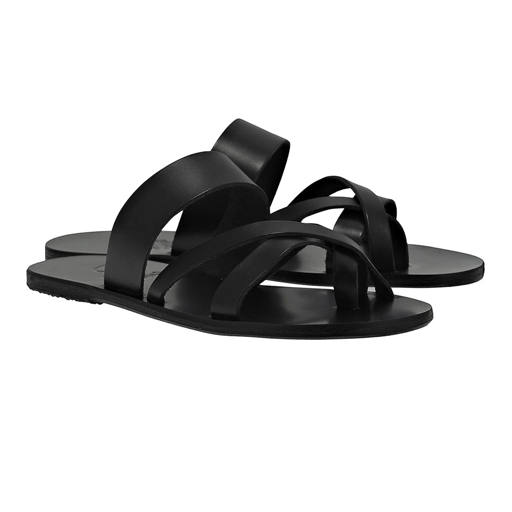 Jason Leather All Black sandals3-4