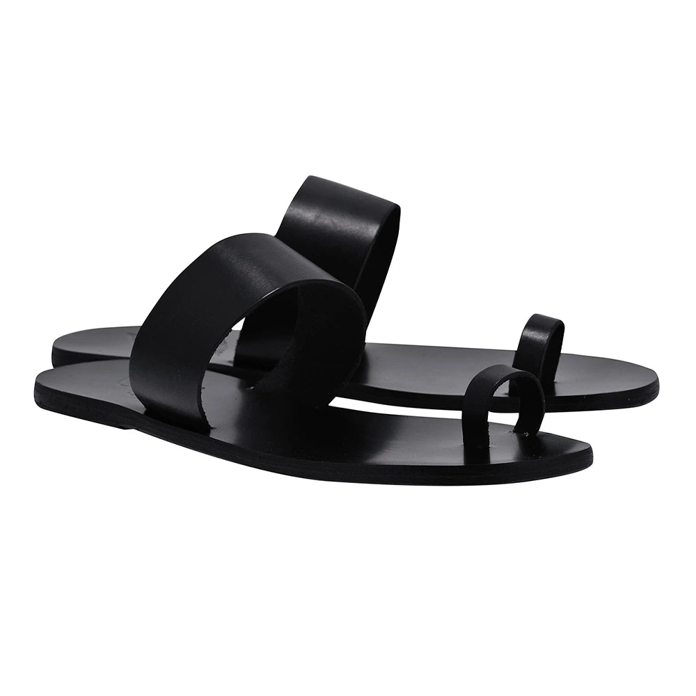 Thalos Leather Black sandals 3-4