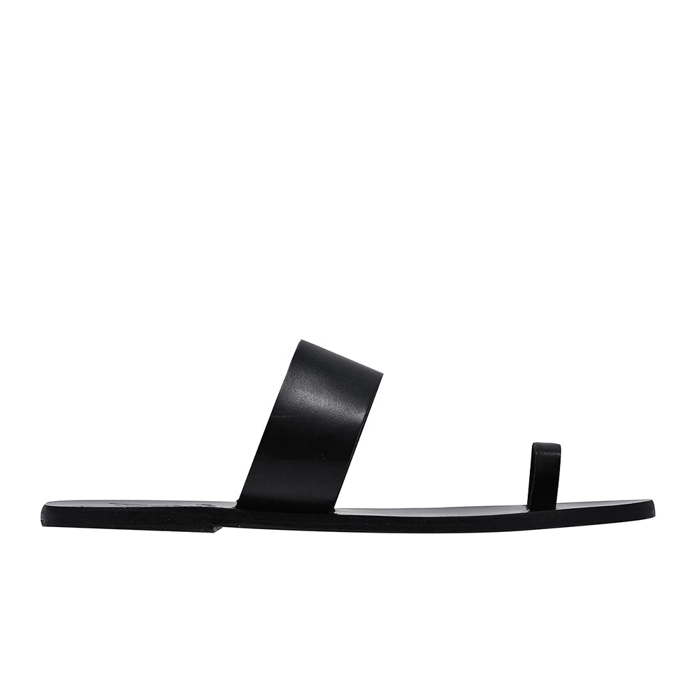 Thalos Leather Black sandals side