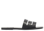 Thiseas Black Leather sandals side view