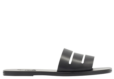 Thiseas Black Leather sandals side view