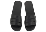 Thiseas Black Leather sandals top view